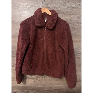 Z Supply Teddy Jacket Size Small Rust Collared Minimalist full zipper Women